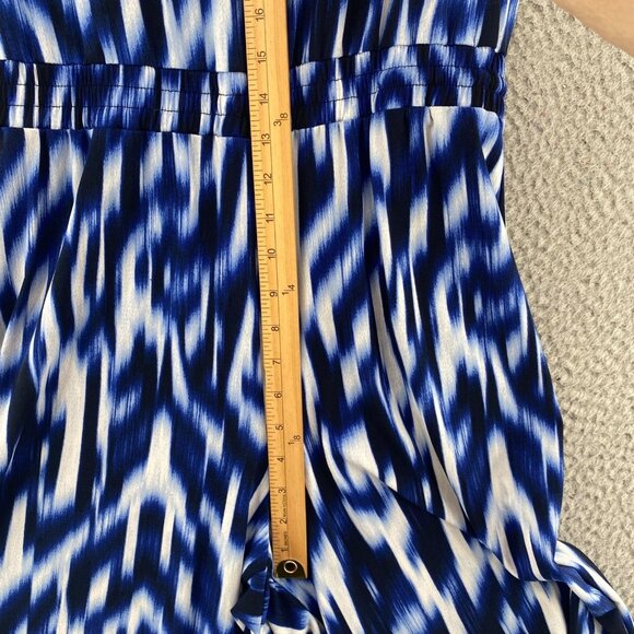 Calvin Klein Jumpsuit Womens 10 Blue Tank Stretch Wide Leg Smocked Waist Casual - Picture 9 of 12